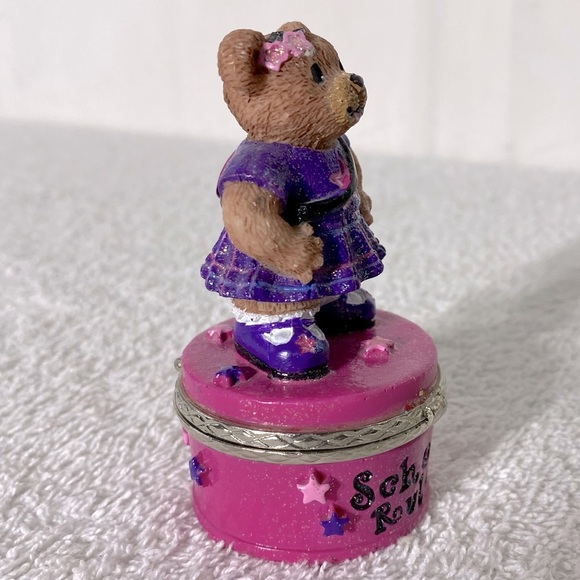 Vintage ‘99 Claire’s Purple and Pink Bear Trinket Box Collectible - Picture 8 of 9